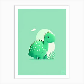 Camarasaurus Cute Mint Dinosaur Art Print