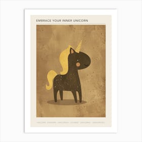 Muted Pastels Mustard Unicorn Kids Storybook Style 2 Poster Art Print