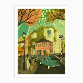 Paris Pink Montmartre Cafe Art Print