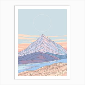 Mount Olympus Macedonia Color Line Drawing (5) Art Print
