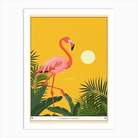Greater Flamingo Caribbean Islands Tropical Illustration 3 Poster Art Print