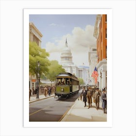 Trolley Car In Washington Dc Art Print