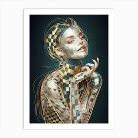 Checkered Woman Art Print