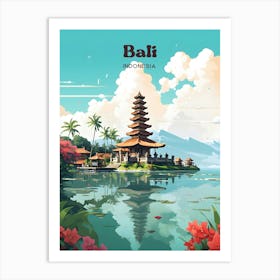Bali Indonesia Lake Modern Travel Art Art Print