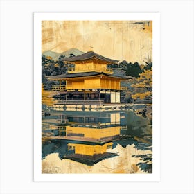 Kinkaku Ji Golden Pavilion In Kyoto Mid Century Modern 2 Art Print