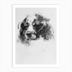 Cavalier King Charles Charcoal Line 1 Art Print