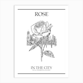 Rose In The City Line Drawing 1 Poster Art Print