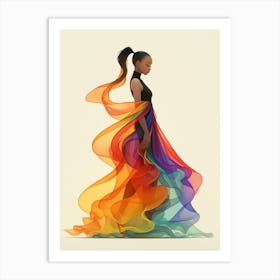 Woman In Rainbow Dress Art Print