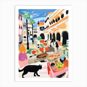 The Food Market In Rome 3 Illustration Art Print