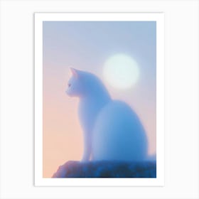 White Cat At Sunset Art Print