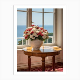 Blossoms in Bloom: Chrysanthemum Vase Art Print Art Print