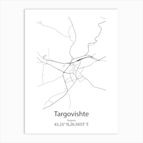 Targovishte,Bulgaria Minimalist Map Art Print