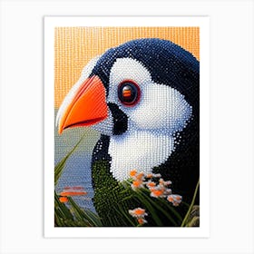 Puffin Pointillism Bird Art Print