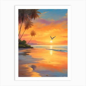 Sunset At The Beach Art Print