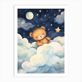 Baby Bear Cub 2 Sleeping In The Clouds Art Print