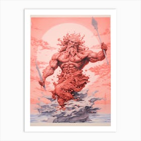  A Drawing Of Poseidon In The Style Of Neoclassical 2 Art Print