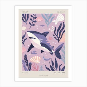 Purple Carpet Shark Illustration 1 Poster Art Print