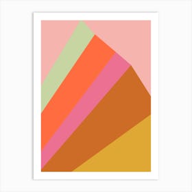 Retro Modern Geometric Rainbow in Pink and Mustard Art Print