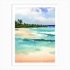 Seven Mile Beach, Jamaica Watercolour Art Print