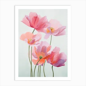 Lotus Flowers Acrylic Painting In Pastel Colours 7 Art Print