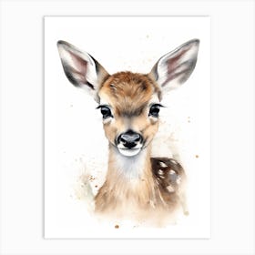 Baby Deer Watercolour Nursery 4 Art Print