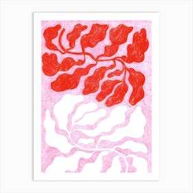 Red And White Leaves Art Print