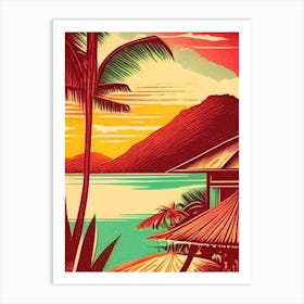 Canggu Indonesia Vintage Sketch Tropical Destination Art Print