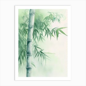 Bamboo Tree Atmospheric Watercolour Painting 3 Art Print