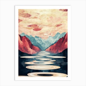 Surreal Mountainscape With River Art Print