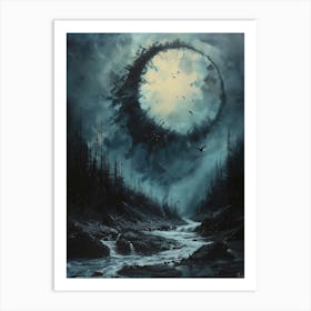 Dark Forest, Bichromatic, Surrealism, Impressionism 1 Art Print