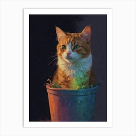 Cat In Pot 2 Art Print