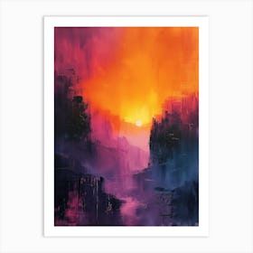 Sunset In The Mountains 3 Art Print