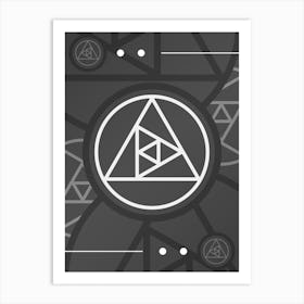 Abstract Geometric Glyph Array in White and Gray n.0088 Art Print