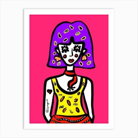 Girl With Purple Hair Art Print