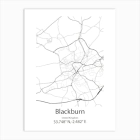 Blackburn,United Kingdom Minimalist Map Art Print