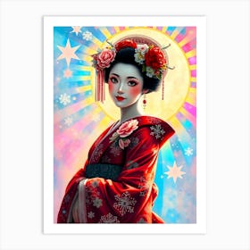 Geisha Color Illustration 1 Art Print