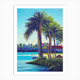 Palm Bay, City Us  Pointillism Art Print