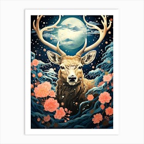 Deer In The Moonlight 1 Art Print