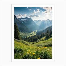 A Panoramic View Of A Dynamic Alpine Landscape Transitioning From Spring To Summer Featuring Idylli (4) Art Print