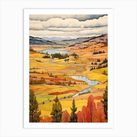 Autumn National Park Painting Yellowstone National Park Usa Art Print