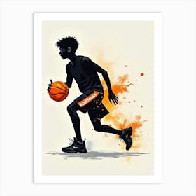 Basketball Player Dribbling Art Print