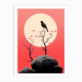 Crow And Moon Art Print