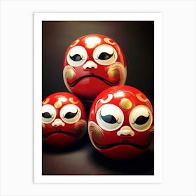 Daruma Dolls Japanese Illustration 5 Art Print