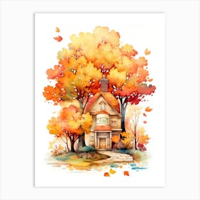 Cute Autumn Fall Scene 20 Art Print