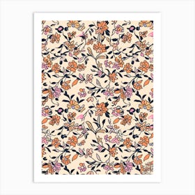 Radiant Petals London Fabrics Floral Pattern 4 Art Print