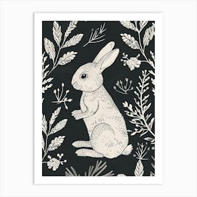 Mini Rex Rabbit Minimalist Illustration 1 Art Print