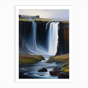 Hrafnabjargarfoss, Iceland Peaceful Oil Art  Art Print