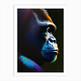 Side Profile Portrait Of A Gorilla Gorillas Bright Neon 2 Art Print