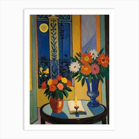 Table With Flowers Style Henri Matisse 2 Art Print