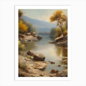 Forest Lake,Vintage Oil Painting,Farm Wall Decorations,Vintage Landscape,Vintage Landscape Oil Painting.26 Art Print